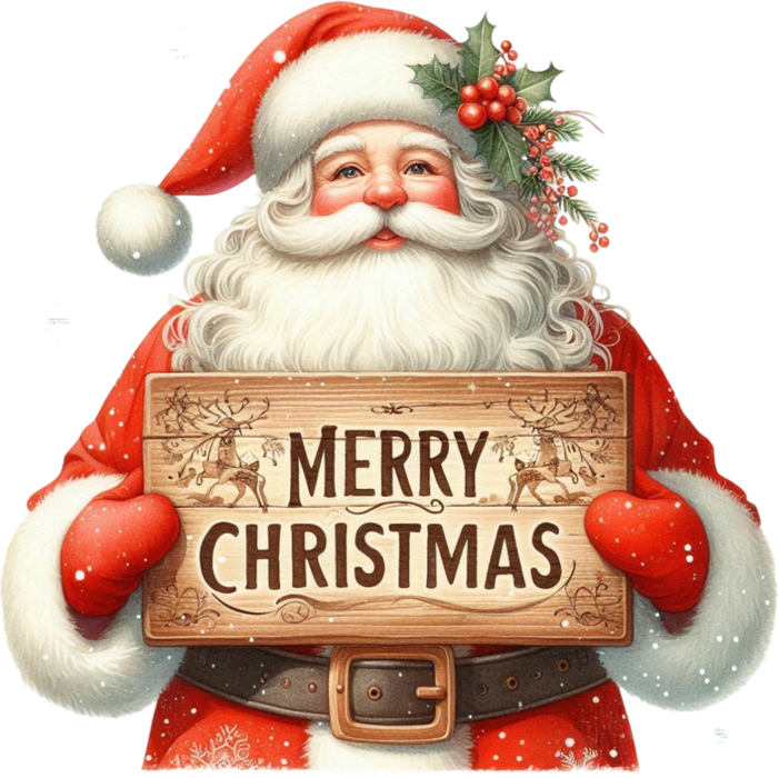 Motivtransfer 8316 Santa mit Schild Merry Christmas