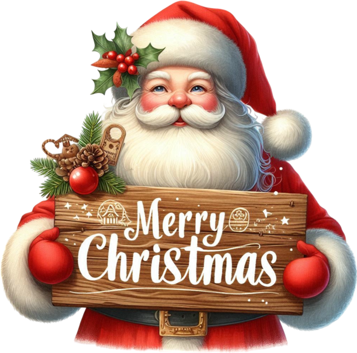 Motivtransfer 8318 Santa mit Schild Merry Christmas
