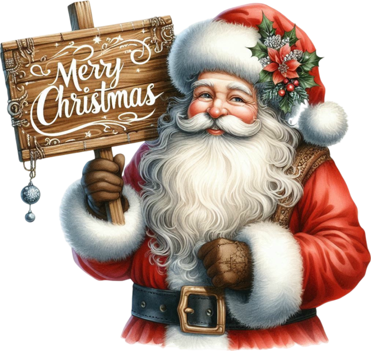 Motivtransfer 8319 Santa mit Schild Merry Christmas