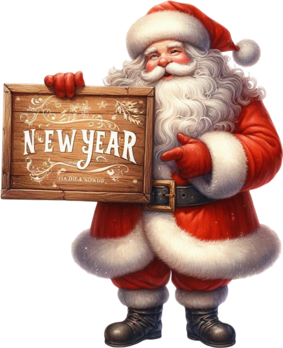 Motivtransfer 8320 Santa mit Schild New Year