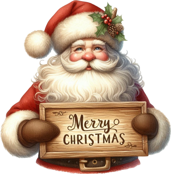 Motivtransfer 8321 Santa mit Schild Merry Christmas