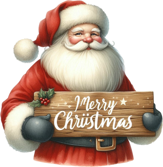 Motivtransfer 8322 Santa mit Schild Merry Christmas