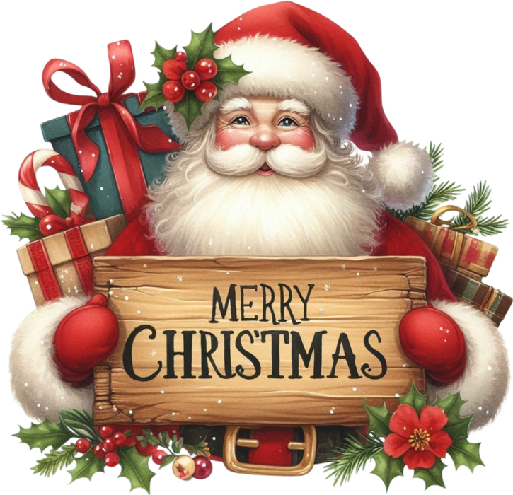 Motivtransfer 8324 Santa mit Schild Merry Christmas