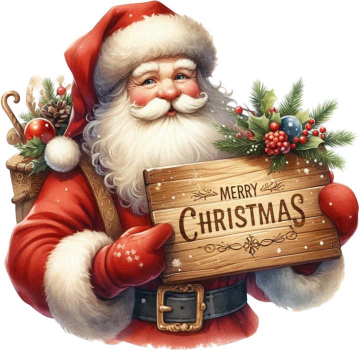 Motivtransfer 8326 Santa mit Schild Merry Christmas