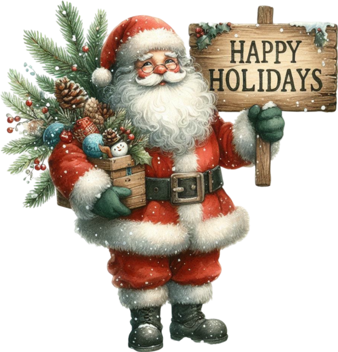 Motivtransfer 8327 Santa mit Schild Merry Christmas