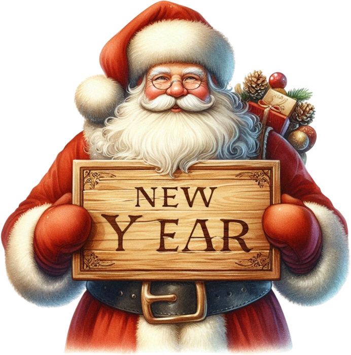 Motivtransfer 8328 Santa mit Schild New Year