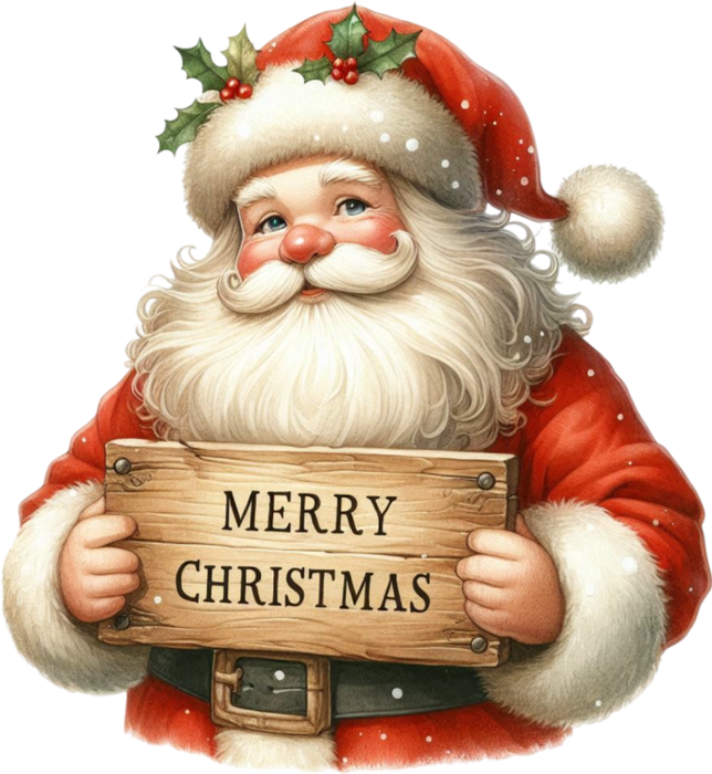 Motivtransfer 8329 Santa mit Schild Merry Christmas