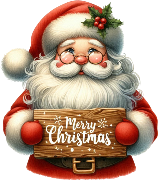 Motivtransfer 8333 Santa mit Schild Merry Christmas