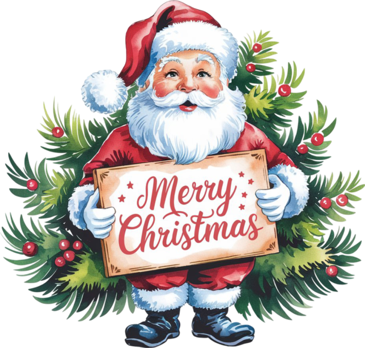 Motivtransfer 8335 Santa am Tannenbaum Merry Christmas