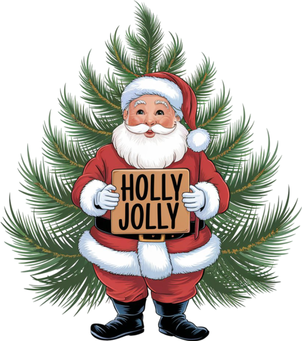 Motivtransfer 8336 Santa am Tannenbaum Holly Jolly