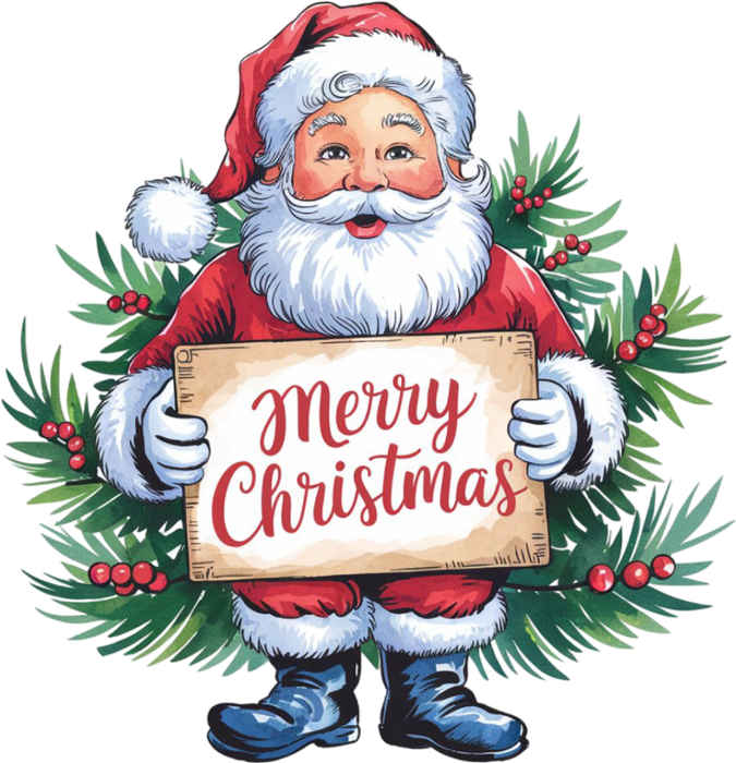 Motivtransfer 8339 Santa am Tannenbaum Merry Christmas