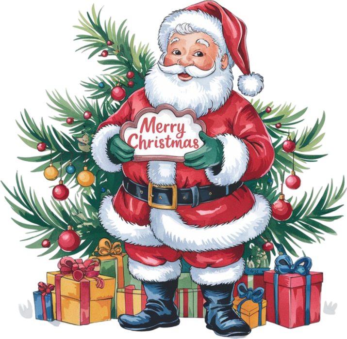 Motivtransfer 8340 Santa am Tannenbaum Merry Christmas