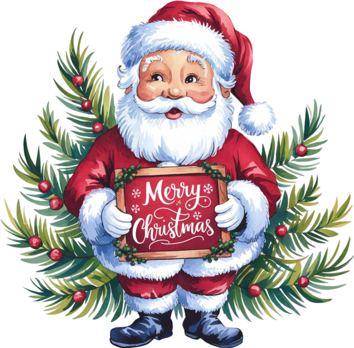 Motivtransfer 8341 Santa am Tannenbaum Merry Christmas