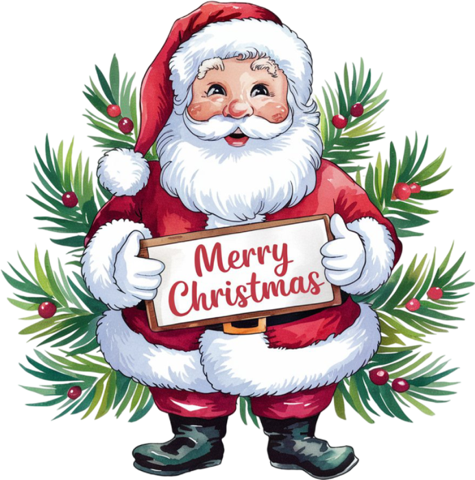 Motivtransfer 8342 Santa am Tannenbaum Merry Christmas