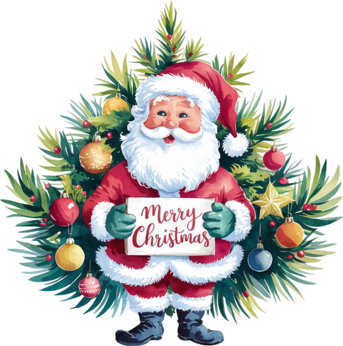 Motivtransfer 8346 Santa am Tannenbaum Merry Christmas