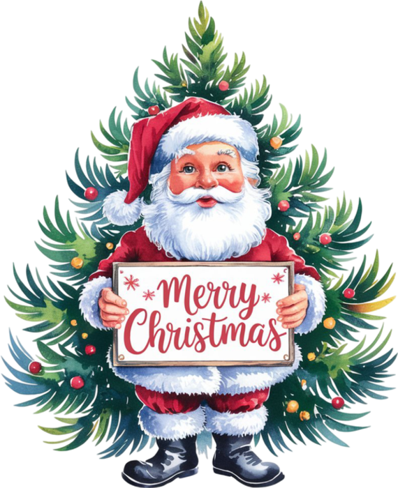 Motivtransfer 8349 Santa am Tannenbaum Merry Christmas