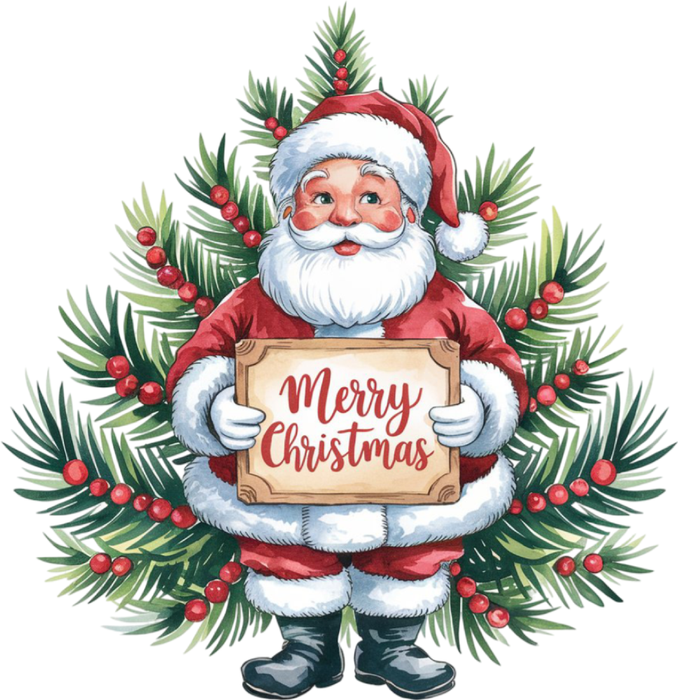 Motivtransfer 8353 Santa am Tannenbaum Merry Christmas