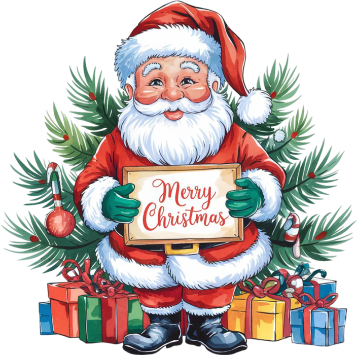 Motivtransfer 8356 Santa am Tannenbaum Merry Christmas