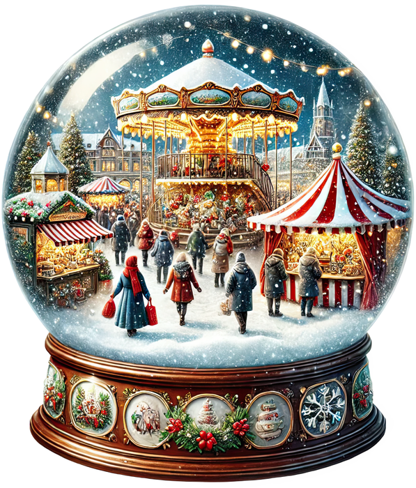 Motivtransfer 8358 Weihnachtliche Schneekugel mit Weihnachtsmarkt