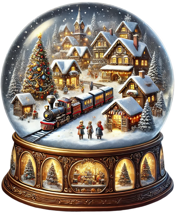 Motivtransfer 8361 Weihnachtliche Schneekugel mit Zug