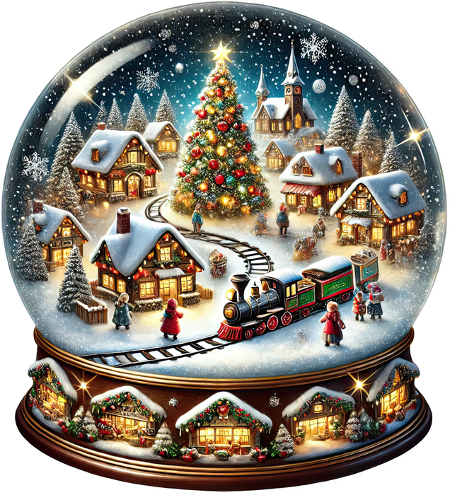 Motivtransfer 8362 Weihnachtliche Schneekugel mit Zug und Baum