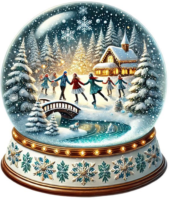 Motivtransfer 8363 Weihnachtliche Schneekugel mit Schlittschuh