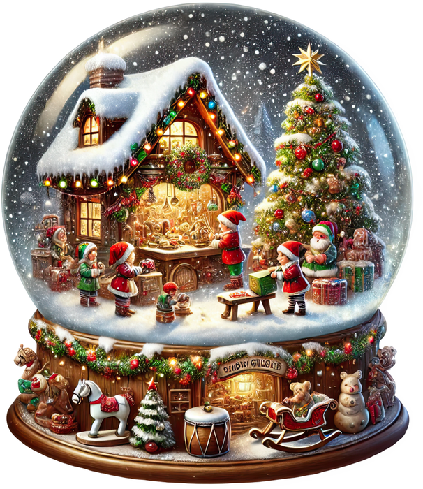 Motivtransfer 8365 Weihnachtliche Schneekugel mit Lebkuchenhaus