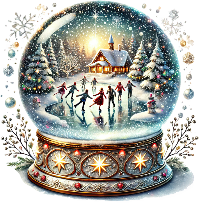 Motivtransfer 8366 Weihnachtliche Schneekugel mit Eisbahn