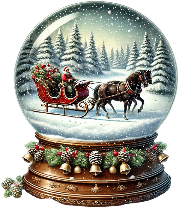 Motivtransfer 8369 Weihnachtliche Schneekugel mit Pferdeschiltten