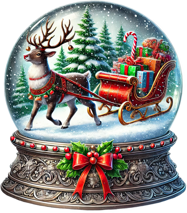 Motivtransfer 8372 Weihnachtliche Schneekugel mit Rentierschlitten