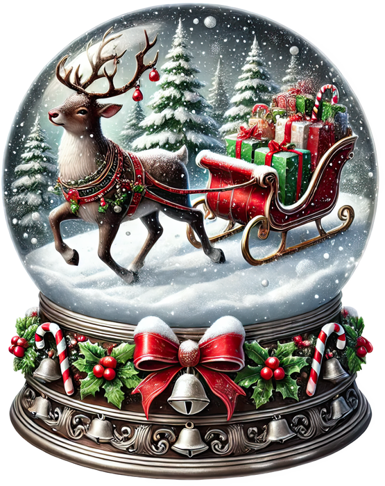 Motivtransfer 8375 Weihnachtliche Schneekugel mit Rentierschlitten