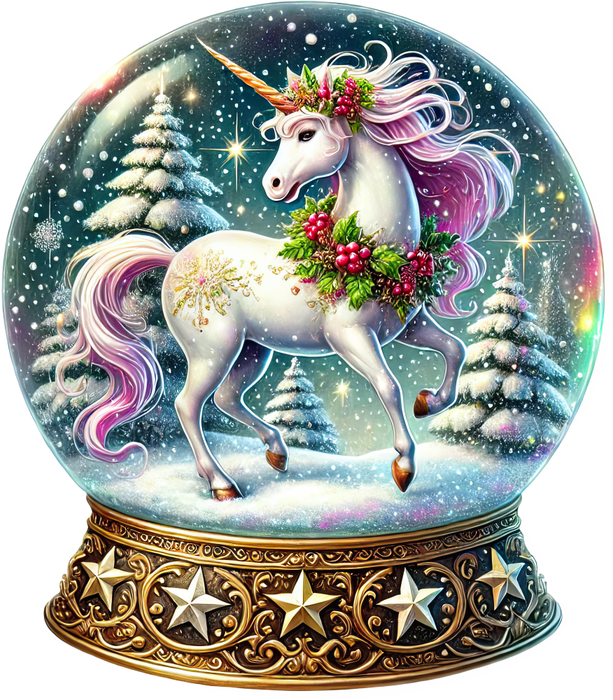 Motivtransfer 8378 Weihnachtliche Schneekugel mit Einhorn