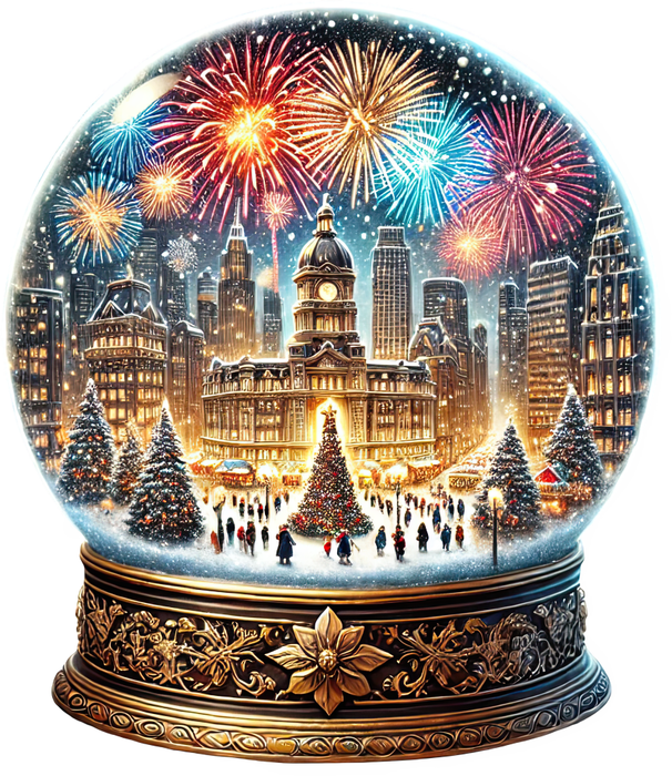 Motivtransfer 8379 Weihnachtliche Schneekugel mit Feuerwerk