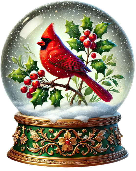 Motivtransfer 8382 Weihnachtliche Schneekugel mit Vogel