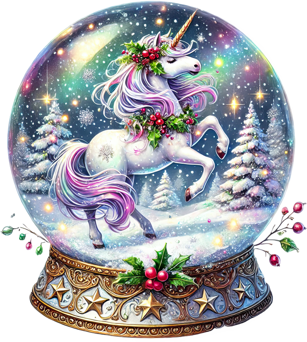 Motivtransfer 8383 Weihnachtliche Schneekugel mit Einhorn