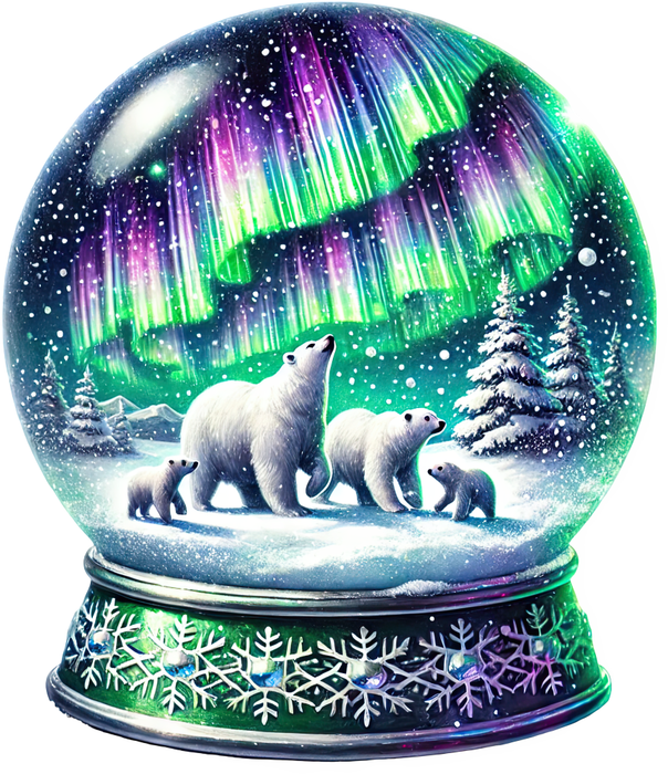 Motivtransfer 8390 Weihnachtliche Schneekugel mit Polarbären