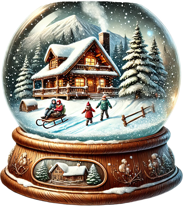 Motivtransfer 8395 Weihnachtliche Schneekugel mit Schlittenfahrt