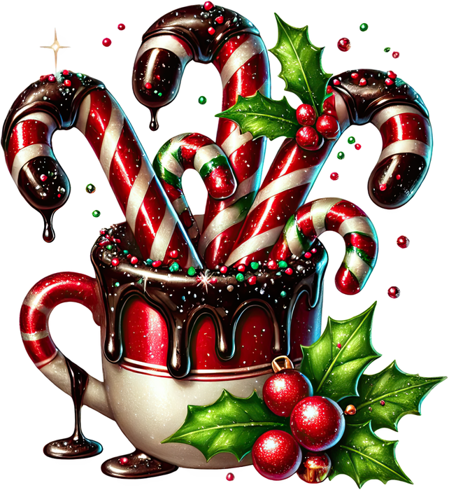 Motivtransfer 8446 Weihnachtliche Leckereien Kakao mit Zuckerstange