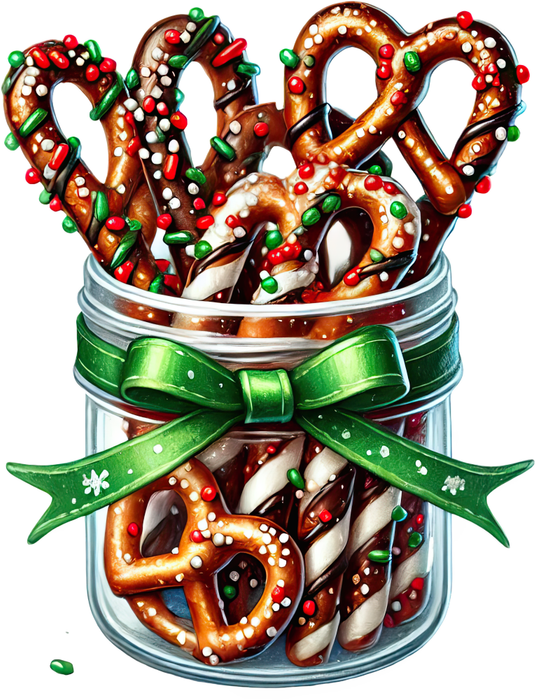 Motivtransfer 8452 Weihnachtliche Leckereien Brezeln mit Deko