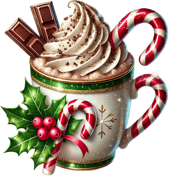 Motivtransfer 8458 Weihnachtliche Leckereien Kakao mit Sahne