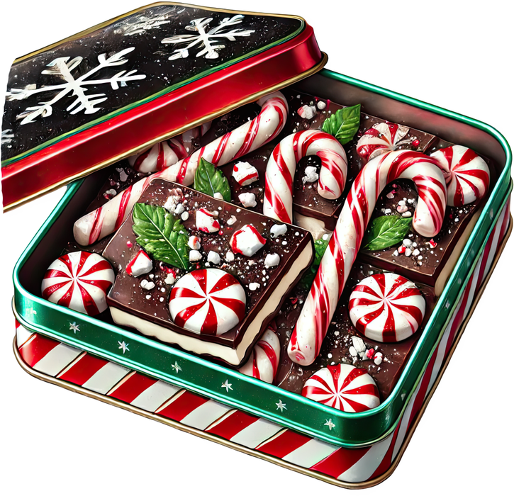 Motivtransfer 8460 Weihnachtliche Leckereien Zuckerstangen und Schokolade