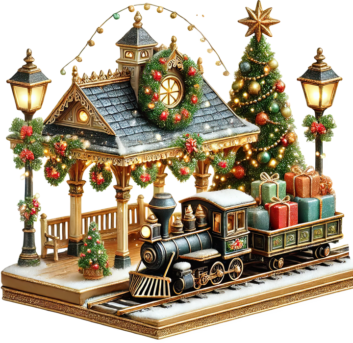 Motivtransfer 8509 Weihnachtlicher Bahnhof