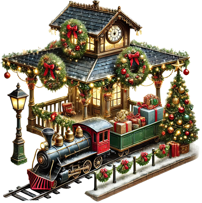 Motivtransfer 8522 Weihnachtlicher Bahnhof