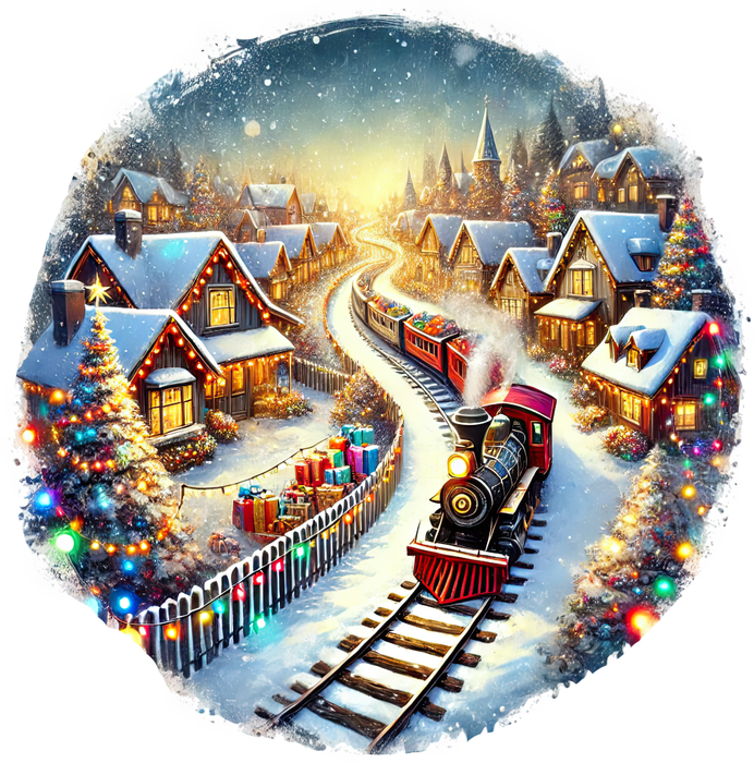Motivtransfer 8544 Weihnachtsdorf mit Weihnachtszug