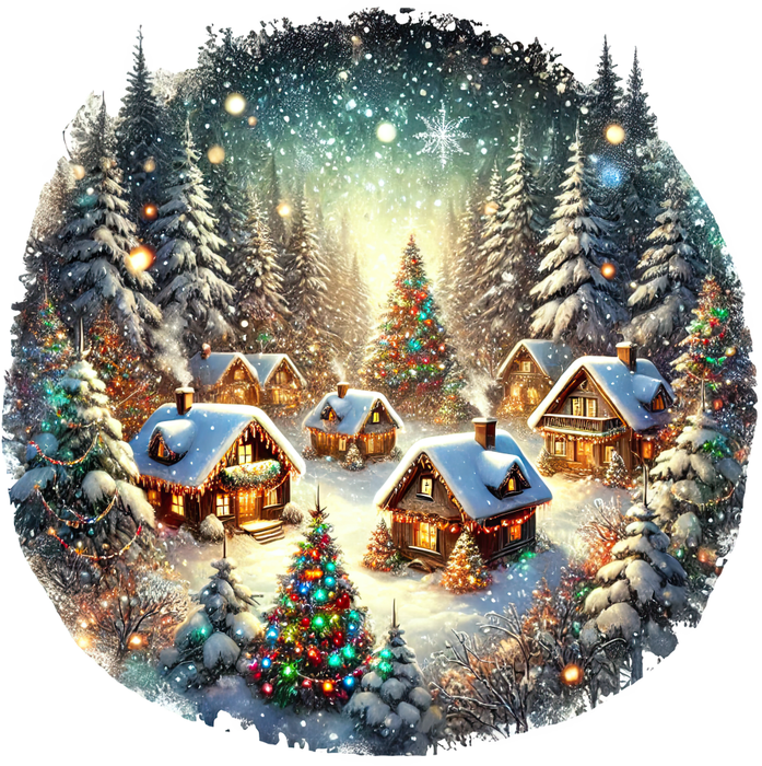 Motivtransfer 8551 Weihnachtsdorf im Schnee