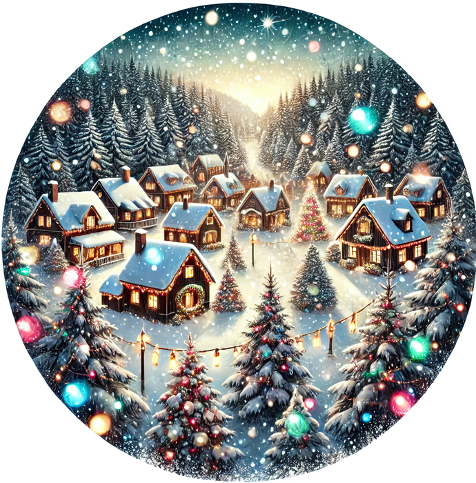 Motivtransfer 8553 Weihnachtsdorf mit Lichtern