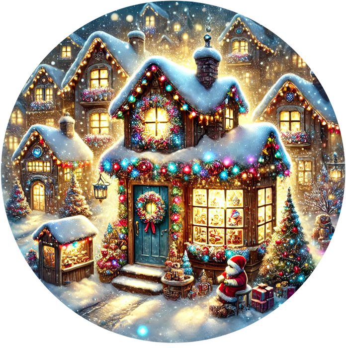 Motivtransfer 8558 Weihnachtsdorf mit schneebedecktem Haus