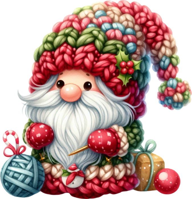 Motivtransfer 8589 Kleiner Weihnachtsgnom am stricken