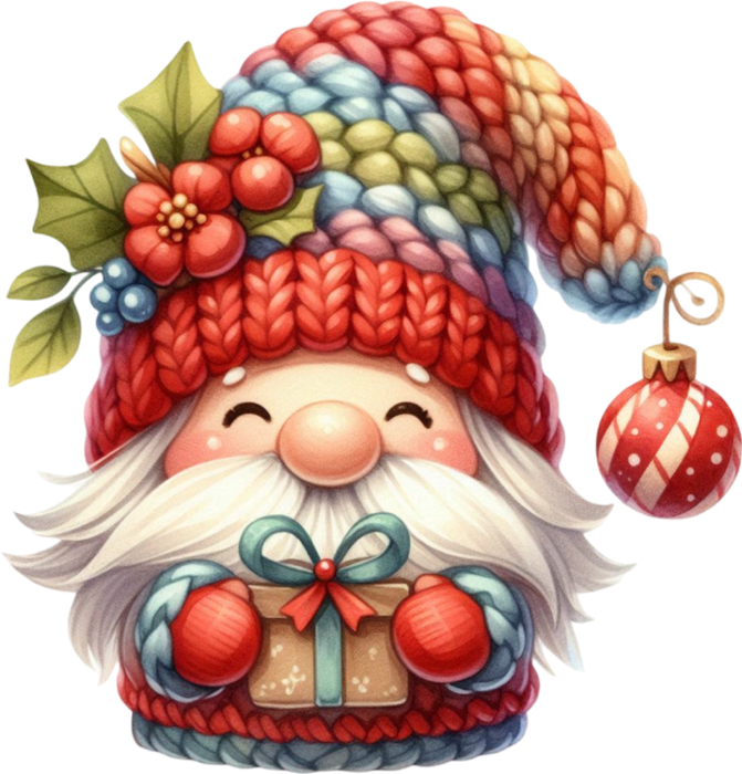 Motivtransfer 8595 Kleiner Weihnachtsgnom hält ein Geschenk