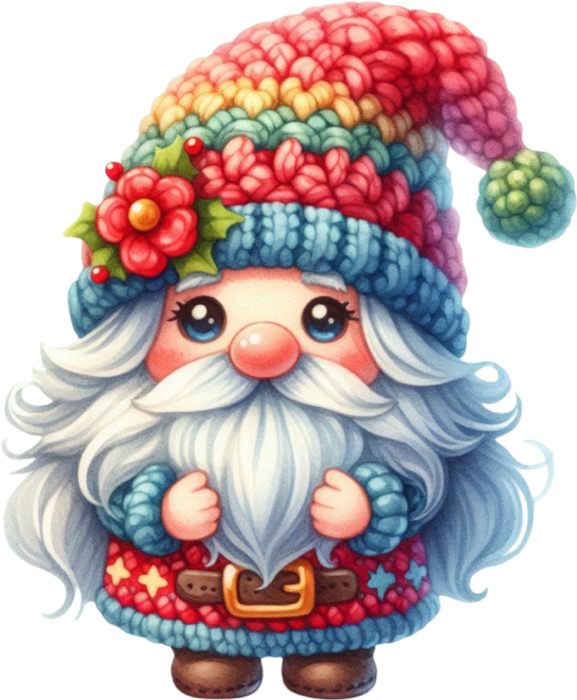 Motivtransfer 8605 Kleiner Weihnachtsgnom mit bunter Mütze